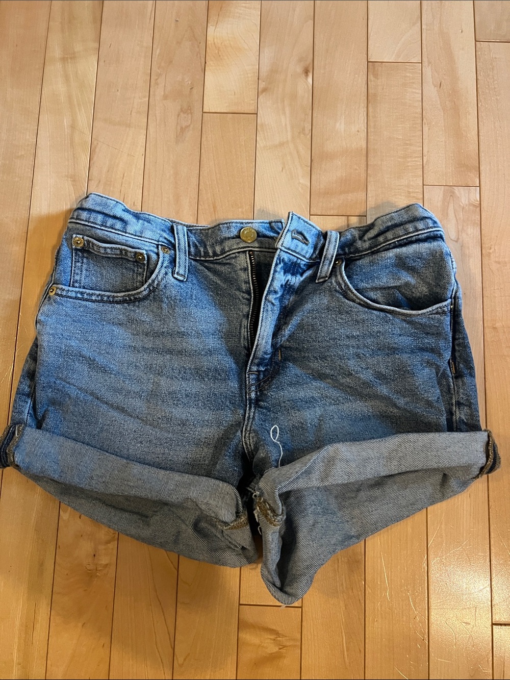 J Crew Size 26 High-Waist Rolled Hem Denim Shorts - Light Blue